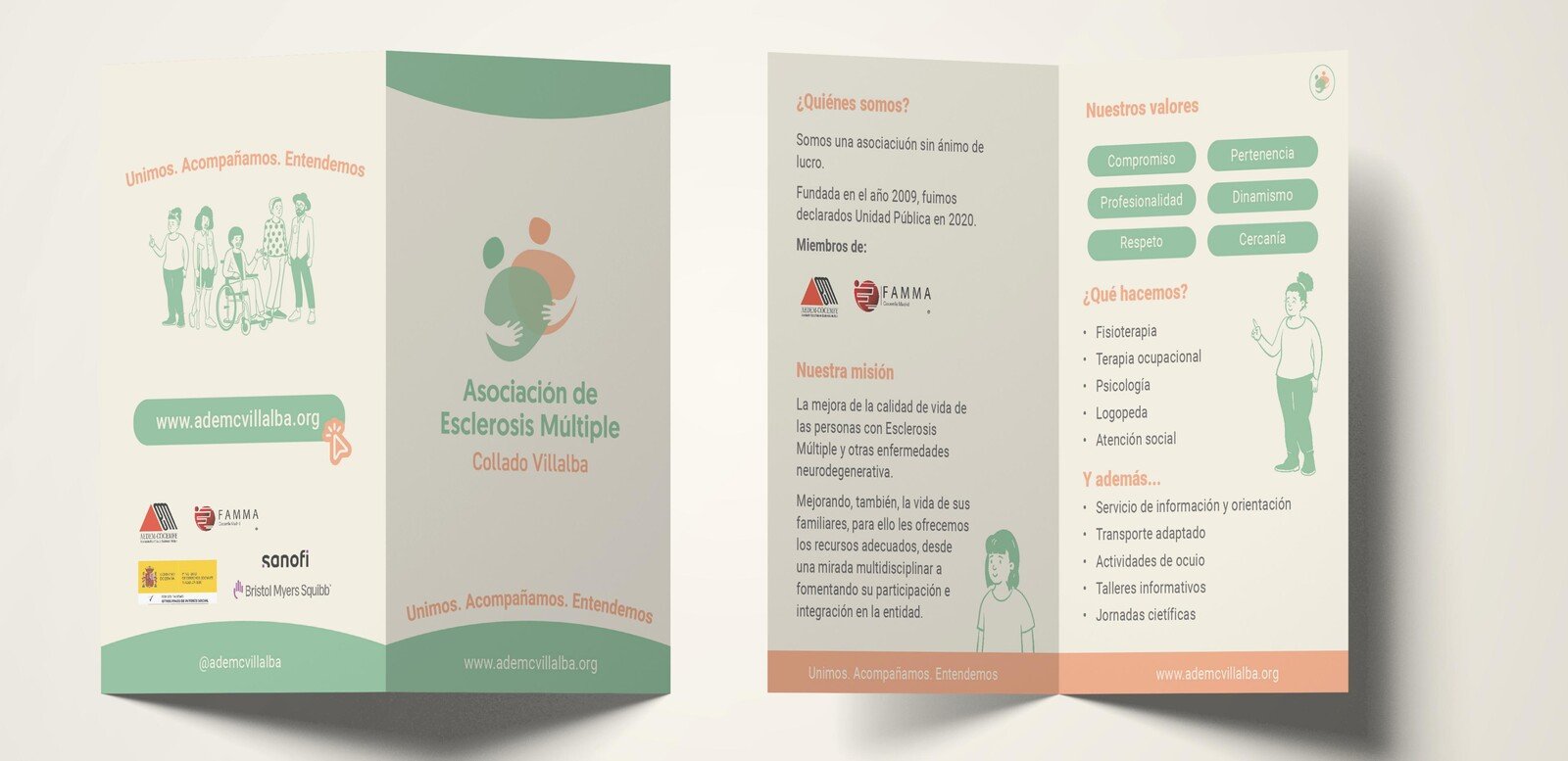 Tríptico informativo de la asociación desplegado