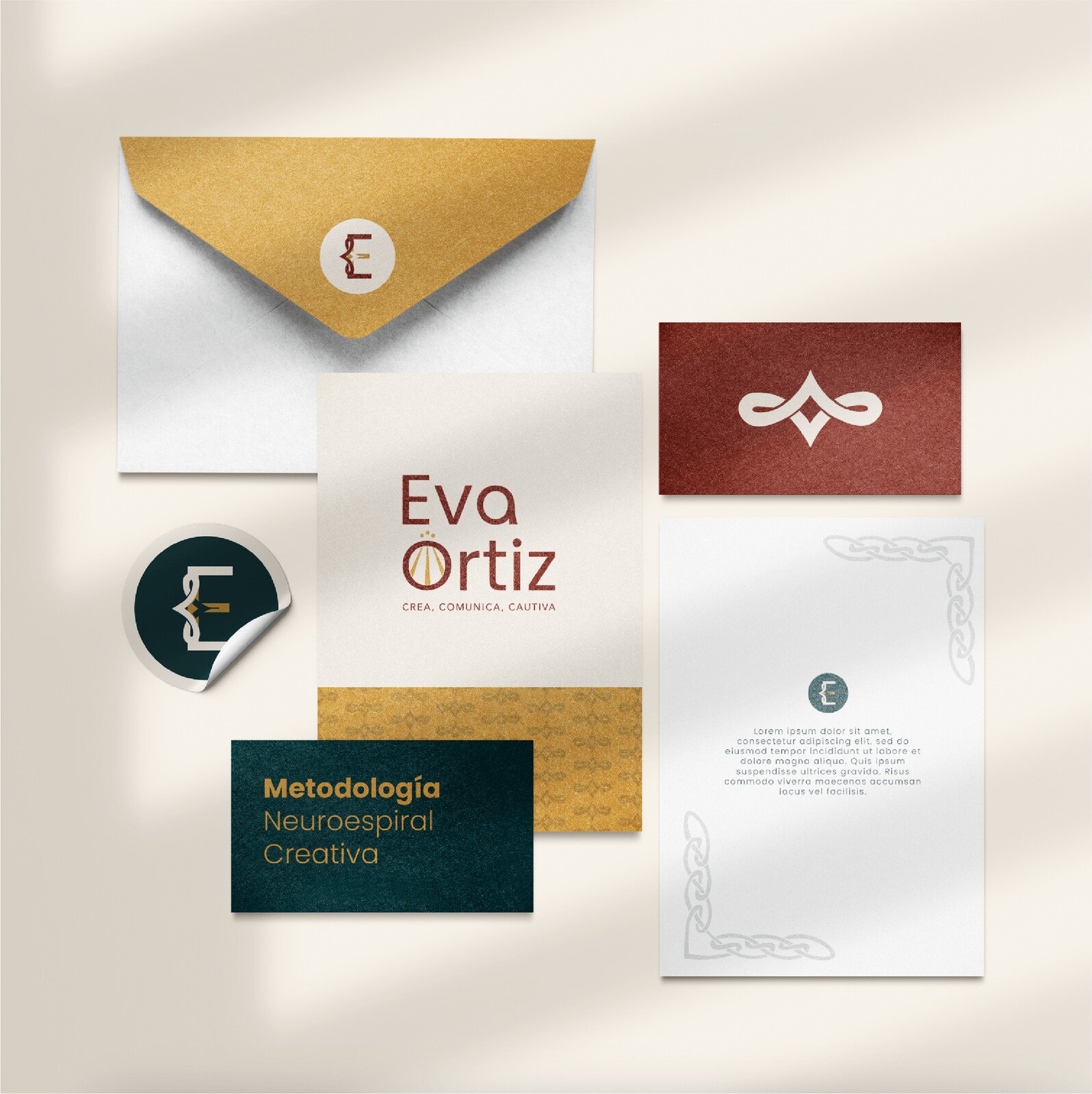 Papelería completa con sobre, tarjetas y carta