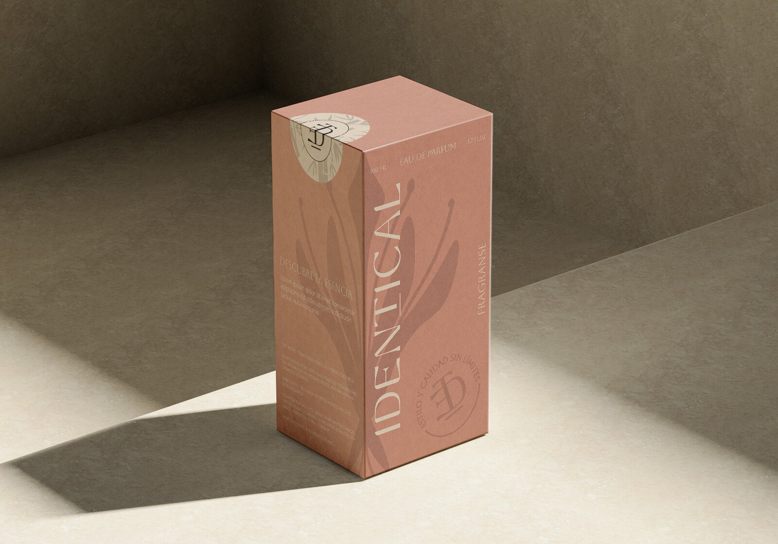 Caja de perfume de Identical en rosa empolvado