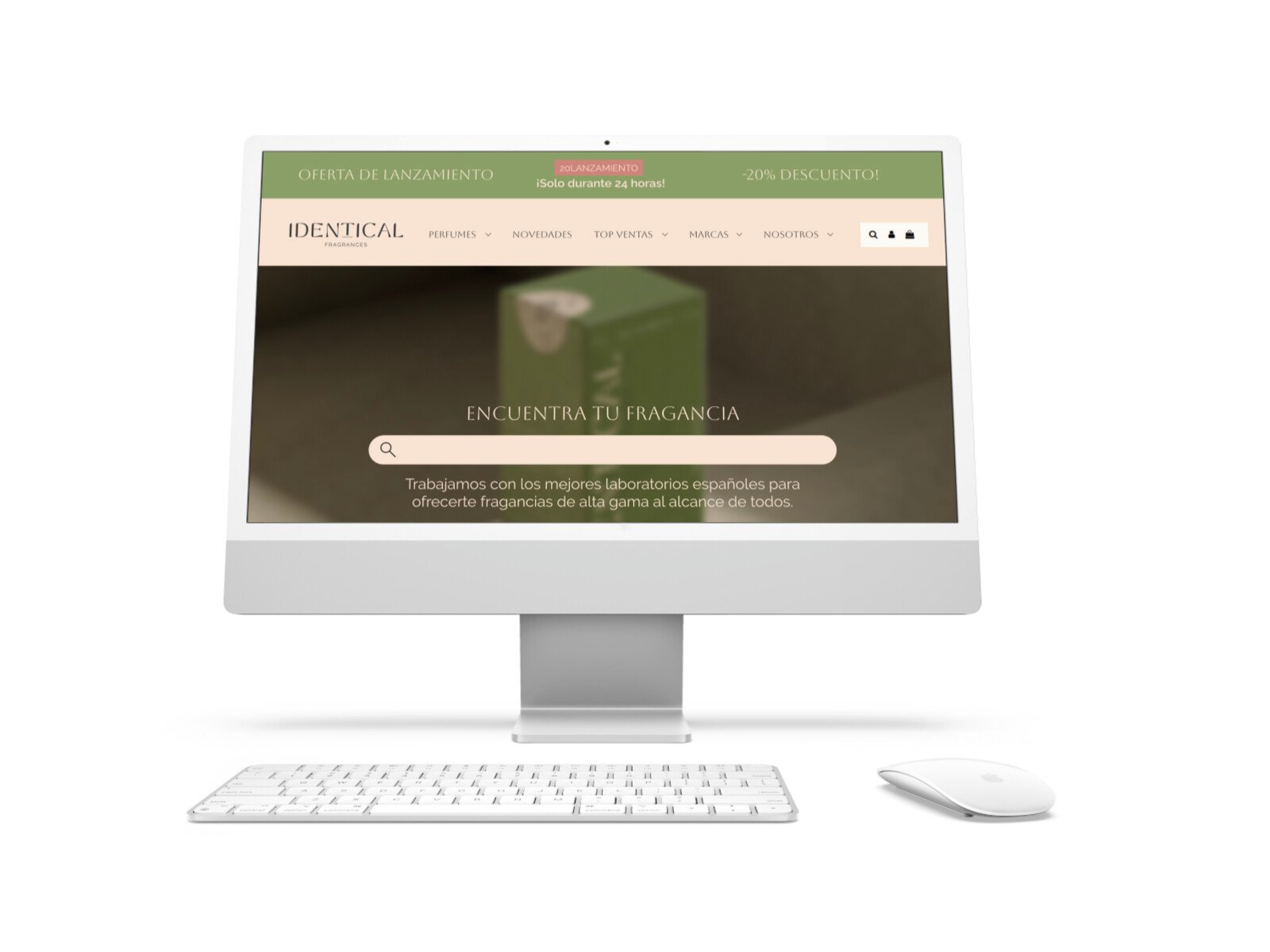 La web de Identical Fragrances en pantalla de escritorio
