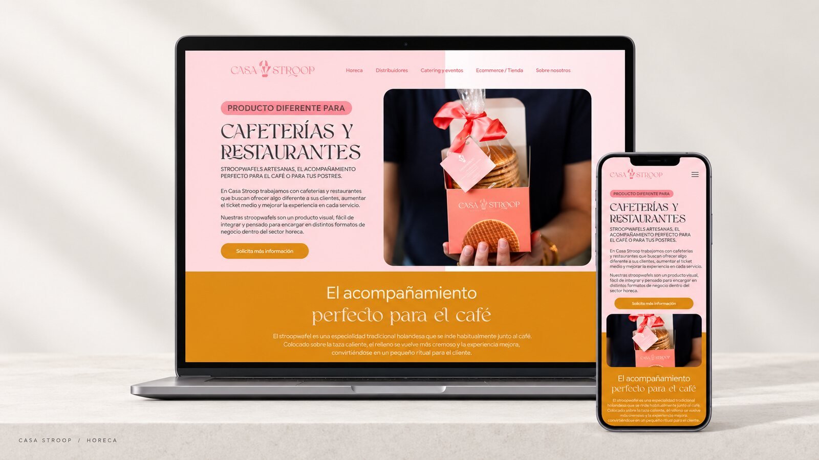 Página de horeca de Casa Stroop en portátil y móvil
