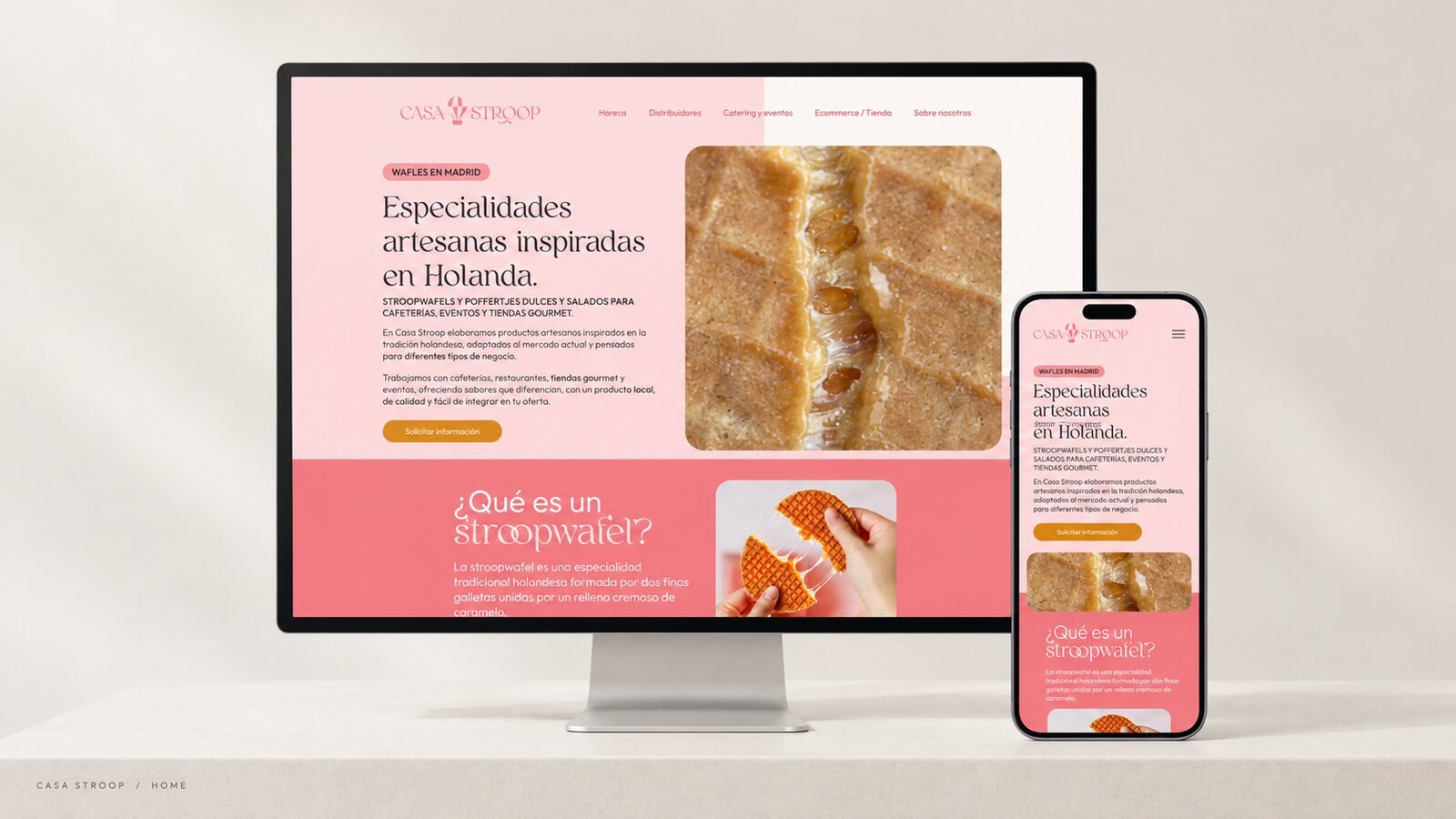 Home del sitio web de Casa Stroop en un navegador