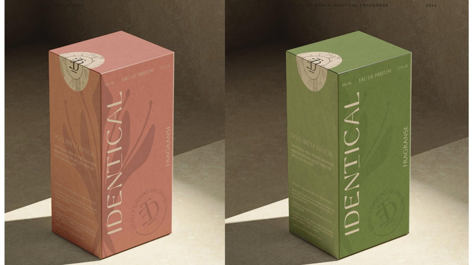 Cajas de perfume Identical en rosa y verde